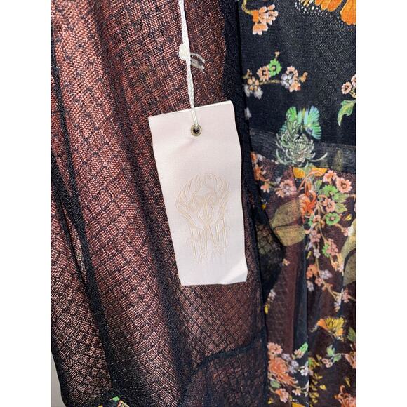 We Are HAH Make It A Double Reversible Lace & Mesh Butterfly Dragonfly Robe Med - Picture 8 of 9